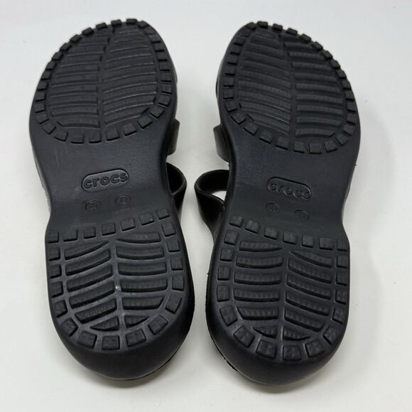 Crocs Meleen Twist Slide Sandals Womens 11 Black Open Toe Casual Comfort - Picture 12 of 15